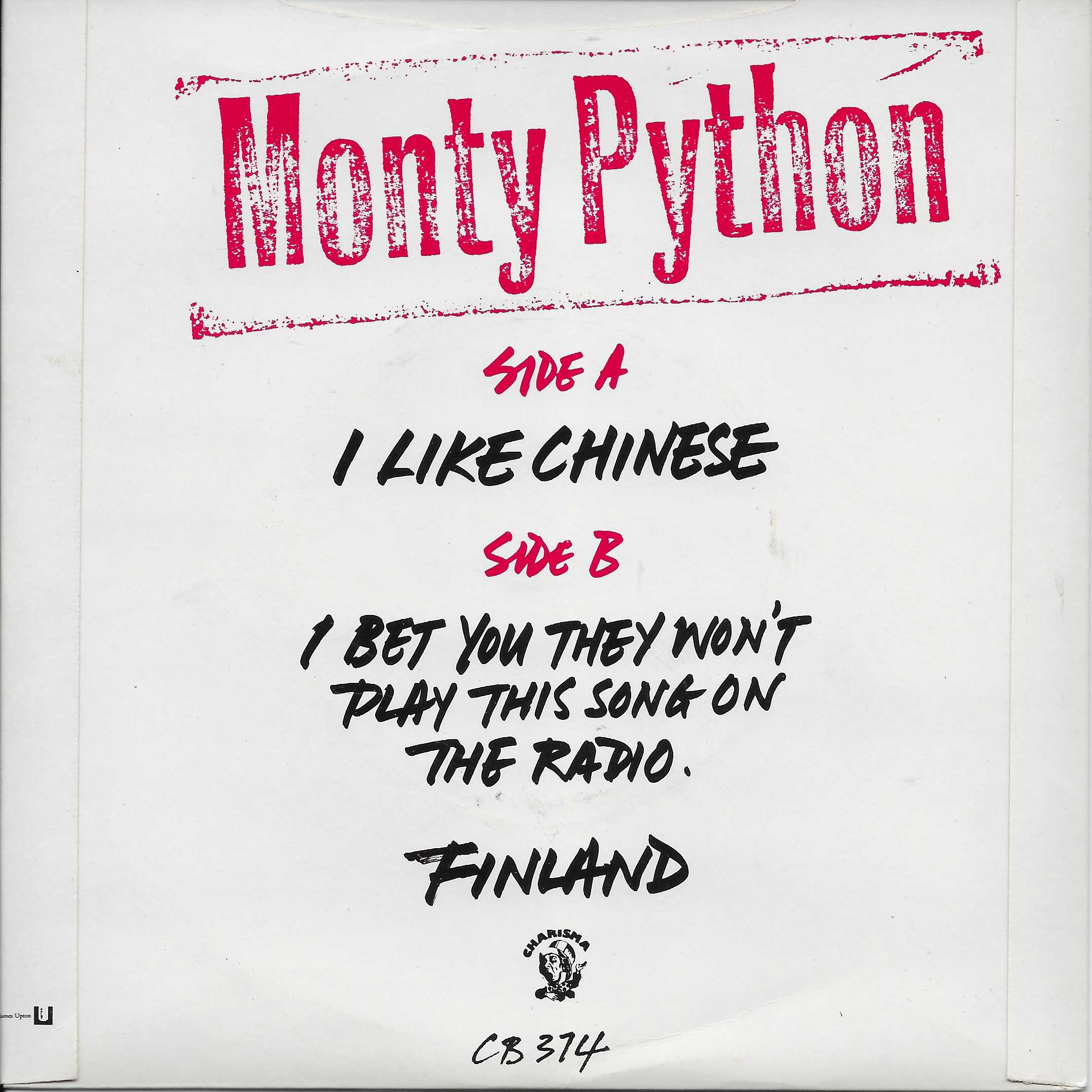 Picture of CB 374 I like Chinese (Monty Python's flying circus) by artist Monty Python from the BBC records and Tapes library